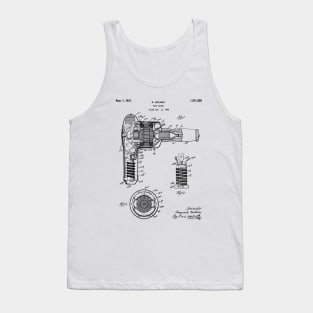 Hair Dryer Patent - Salon Art - Black And White Tank Top